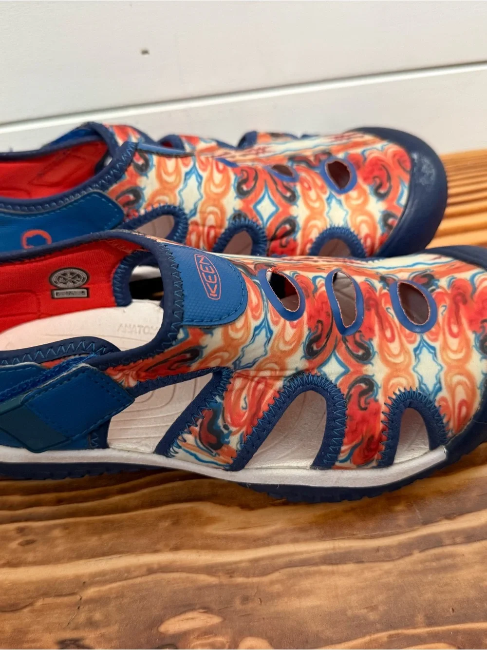 KEEN Kids Blue, Red & Cream Patterned Water Sandals